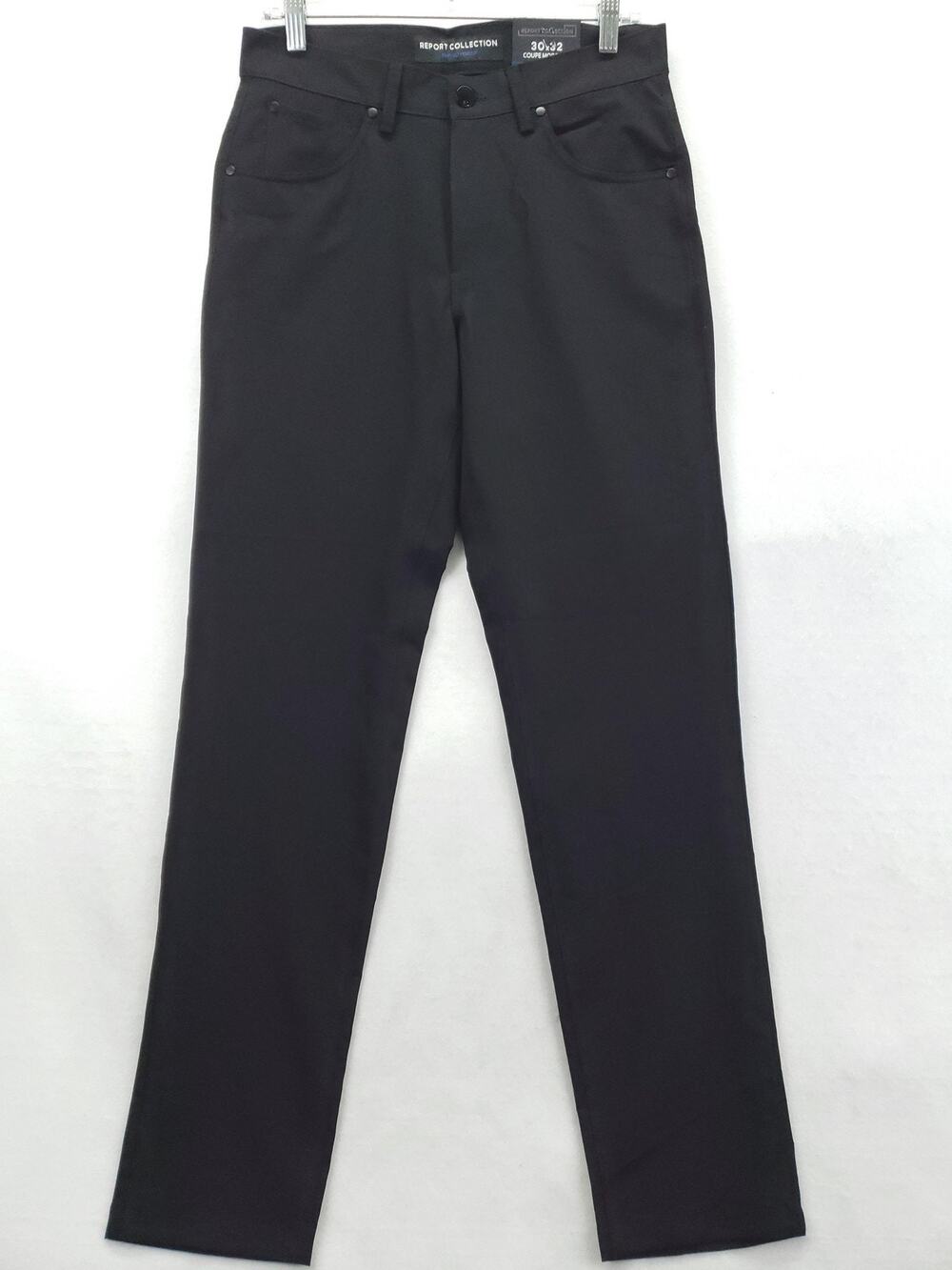 NEW Report Collection Pants Men 30x32 Black Modern Fit Stretch Wrinkle Resistant